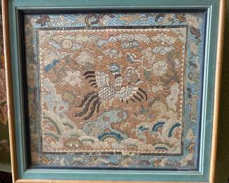 silk Chinois tapestry framed