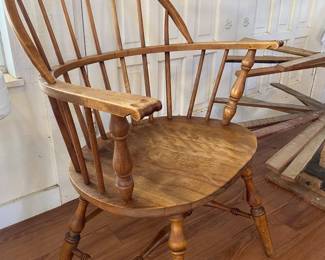old Windsor chair with unusual  grooves on arm rests