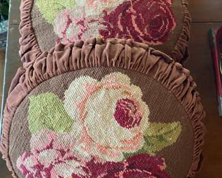 two velvet needlepoint pillows