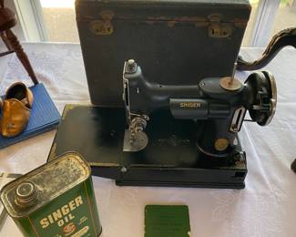 old Singer Featherlight sewing machine with case