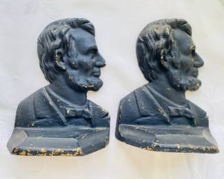 antique heavy bronze Abraham Lincoln book ends