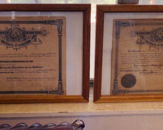 antique Supreme Court of Texas cerficates