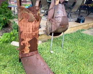 Giant rusty cowboy boot