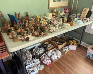 Tom Clark gnome figurines, shells, candles