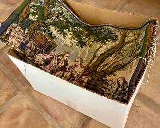 We have a box full of square tapestry fabric ready for pillow makin'