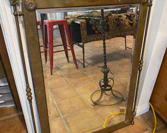Large Brass Antique Mirror