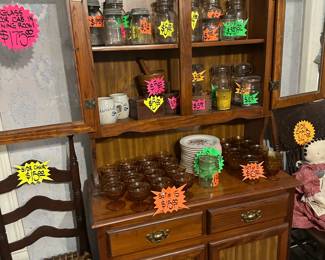 Glass Door Cabinet - Wood Side Chair