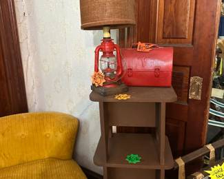 Wood Stools - Lantern Decor Lamp - Yellow Side Chair - Lamp