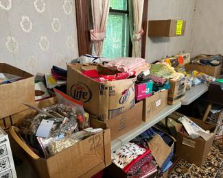 Boxes of Material - Sewing Items