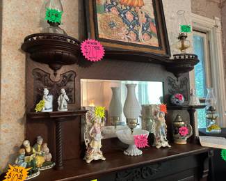 Oil Lamps - Milk Glass Lamp - Glass Decor Statues - Artwork