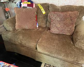 Brown Love Seat and Cushions