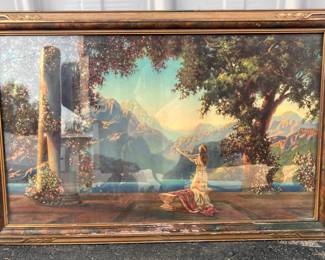 Maxfield Parrish print in period frame