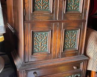 1920's drop desk and book cabinet, William & Mary style design
