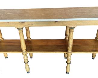 Unique Baker Furniture Milling Road Pine and Travertine Console Table