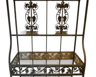 Metal Iron Bakers Rack with Glass Shelves