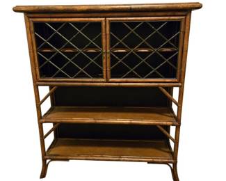 Vintage Style Bamboo Etagere Display Cabinet