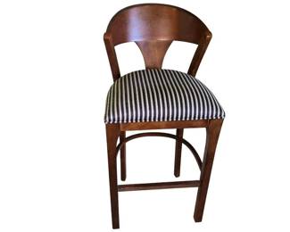 Lovely Century Furniture Barstool with Navy Tan White Upholstered Seat