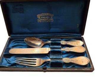 3 Pieces Clark and Biddle Sterling Flatware in Case