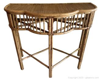 Vintage Bamboo Rattan Side Table