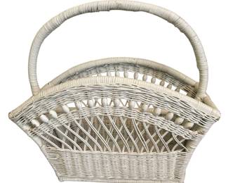Vintage Wicker Magazine Rack and Magazines