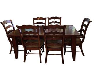 Rustic Style Solid Wood Dining Set Table with 6 Chairs
