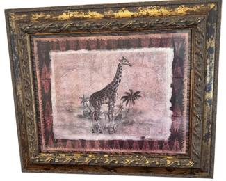 Framed Giraffe Print Wall Art