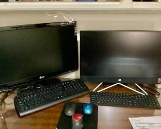 LG Monitor & All in One HP Desktop Computer