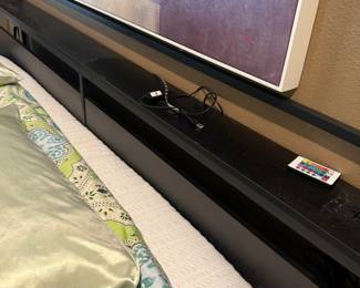 King headboard with UBS plugs and two electrical plugs on The headboard along with lights