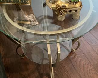 (2) Glass round tables beautiful base