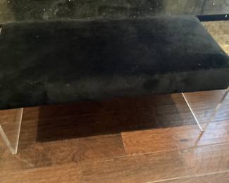 Feng ll Modern Bench Black Velvet and Acrylic Base