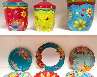 COLORFUL CANISTERS PLATES LOT