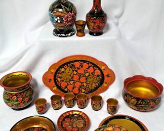 RUSSIAN PAINTED SERVING WARE