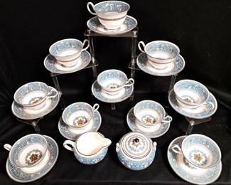 WEDGWOOD FLORENTINE CUPS SAUCERS CREAMER SUGAR