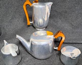 MID CENTURY ALUMINUM TEA SET
