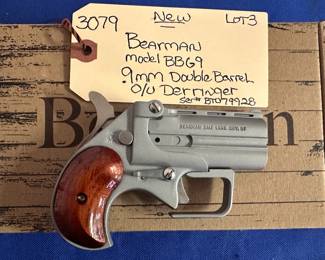 Bearman Model BBG9 9mm Double barrel O/U Derringer