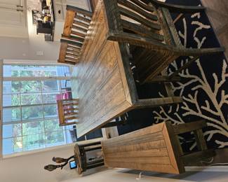 Solid Wood Dining Room Table with 4 chairs and a bench