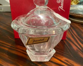 Baccarat condiment jar NIB