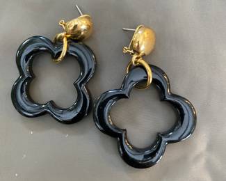 French-back black lucite earrings