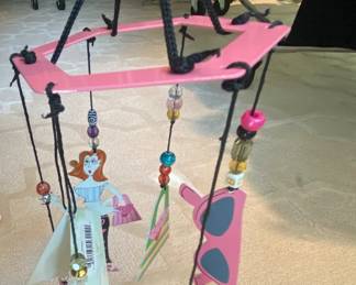 "Girls Just Wanna Have Fun" painted metal mobile