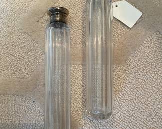 19th C. perfume decanters/sterling tops