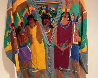 Workd's Apart hand-knit sweater depicting women having fun! &#129395;