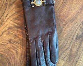 Versace logo leather gloves/Italy/unworn