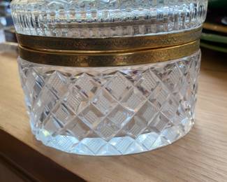 19th C. French cut crystal dresser box (oval)