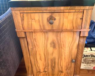 19thC. Beidermeier burled walnut end table/cabinet