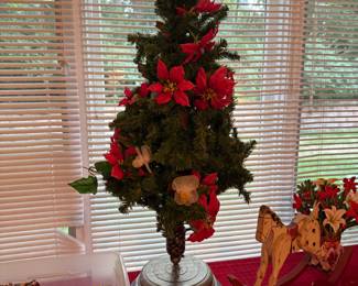 ANTIQUE CHRISTMAS TREE STAND WITH ROTATING MUSICAL BASE