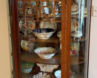 ANTIQUE CURVED GLASS CHINA CABINET