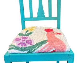 Retro Turquoise High Back Upholstered Chair