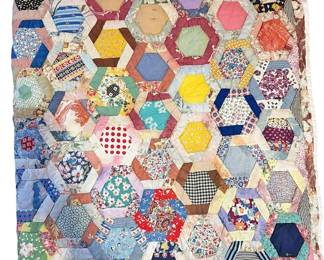 Vintage Colorful Flour Sack Quilt