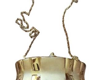 Nordstroms Gold Clamshell Clutch Purse