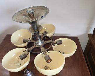 Custard glass mid century light fixture